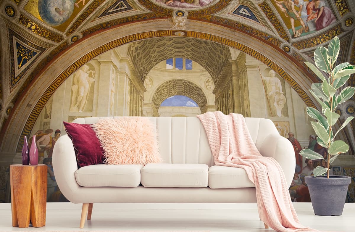 Architectural Interior with People Wall Mural Wallpaper shown in a room