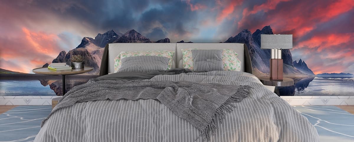 Vestrahorn Mountain on Stokksnes cape in Iceland Wallpaper shown in a room