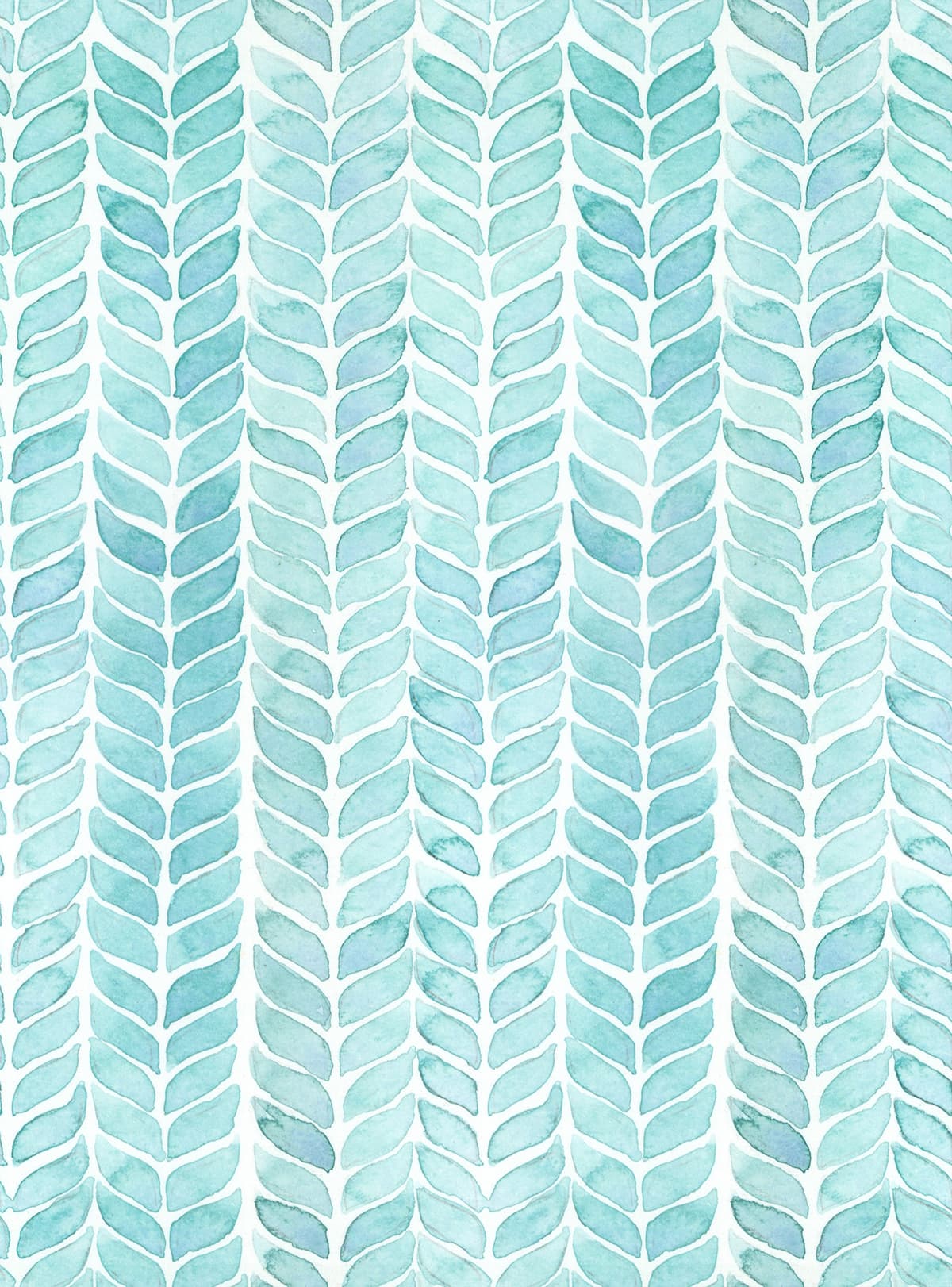Watercolor Blue and White Leaves Pattern Wallpaper pattern detail