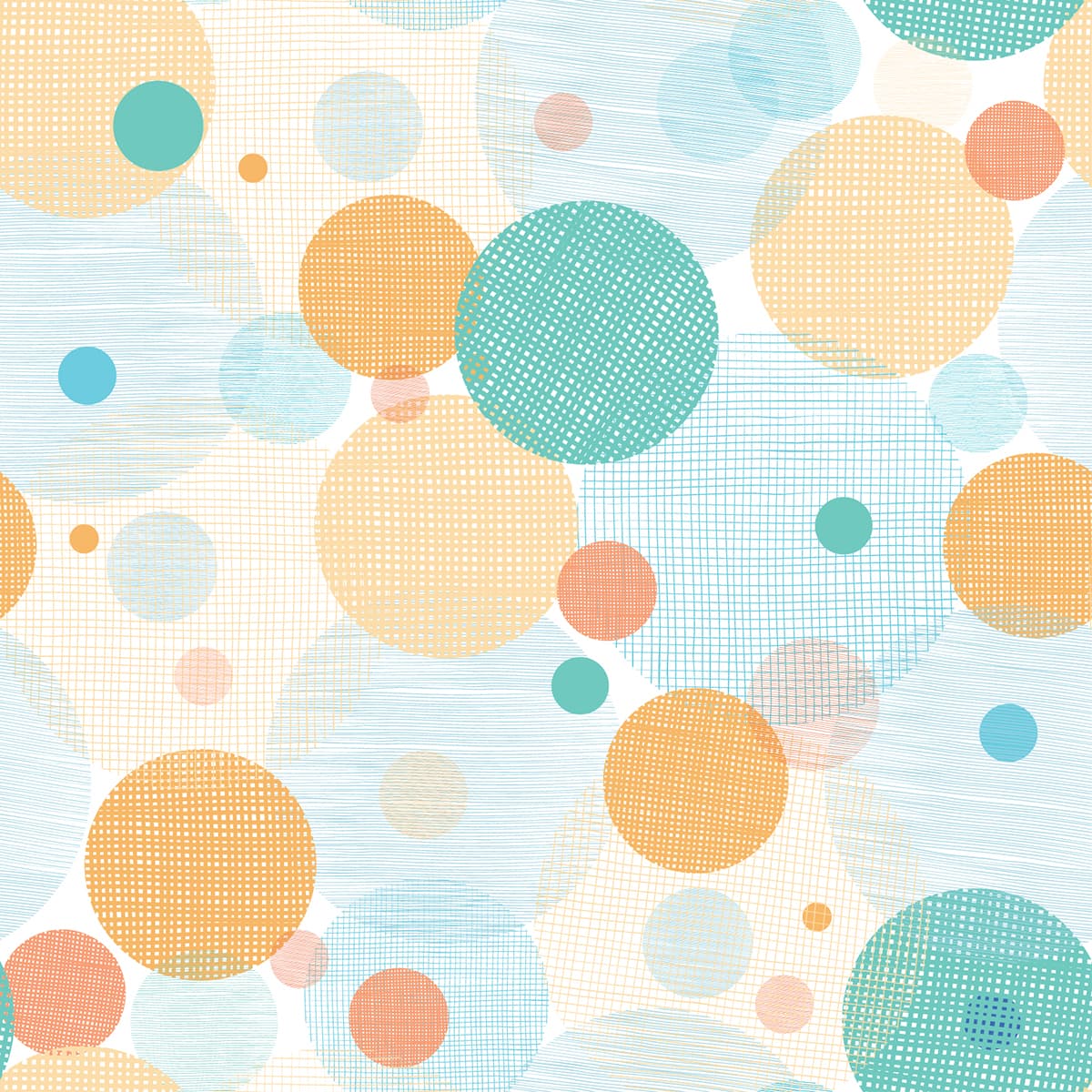A colorful circles and lines on a white background pattern detail