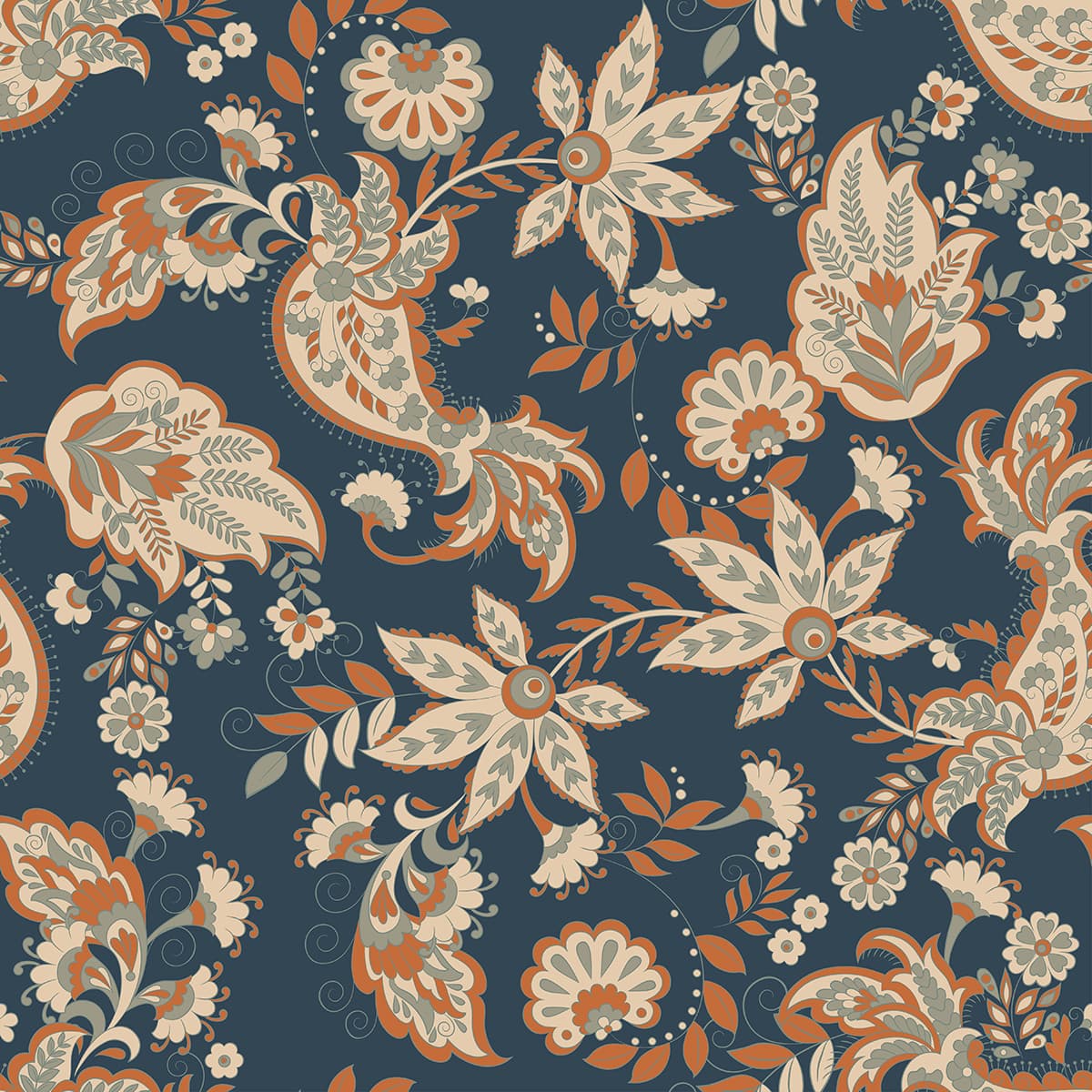 A Wallpaper Mural Painting of Beautiful Flowers pattern detail