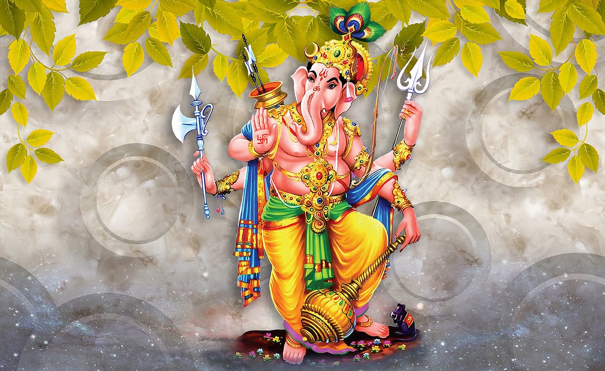Divine Ganesh ji Wallpaper Mural pattern detail