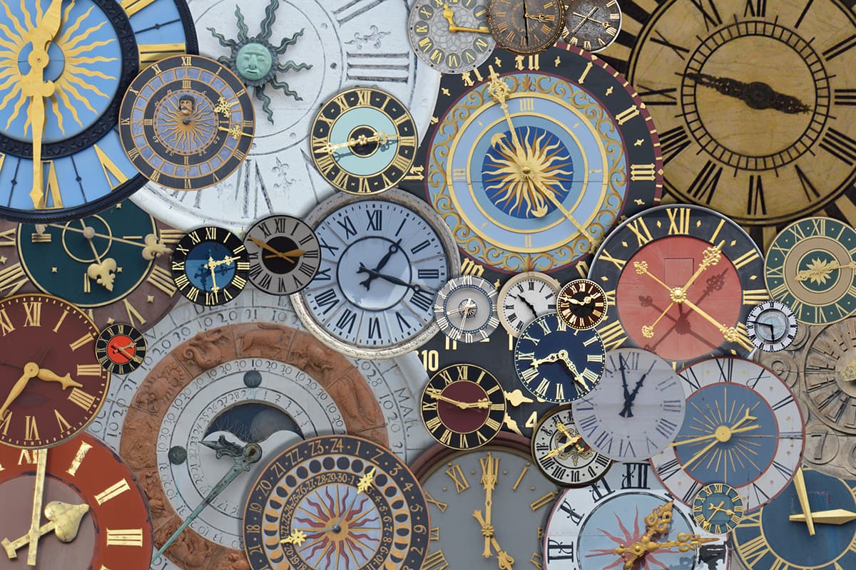 Elegant Timepiece Wall with Roman Numerals Wallpaper pattern detail
