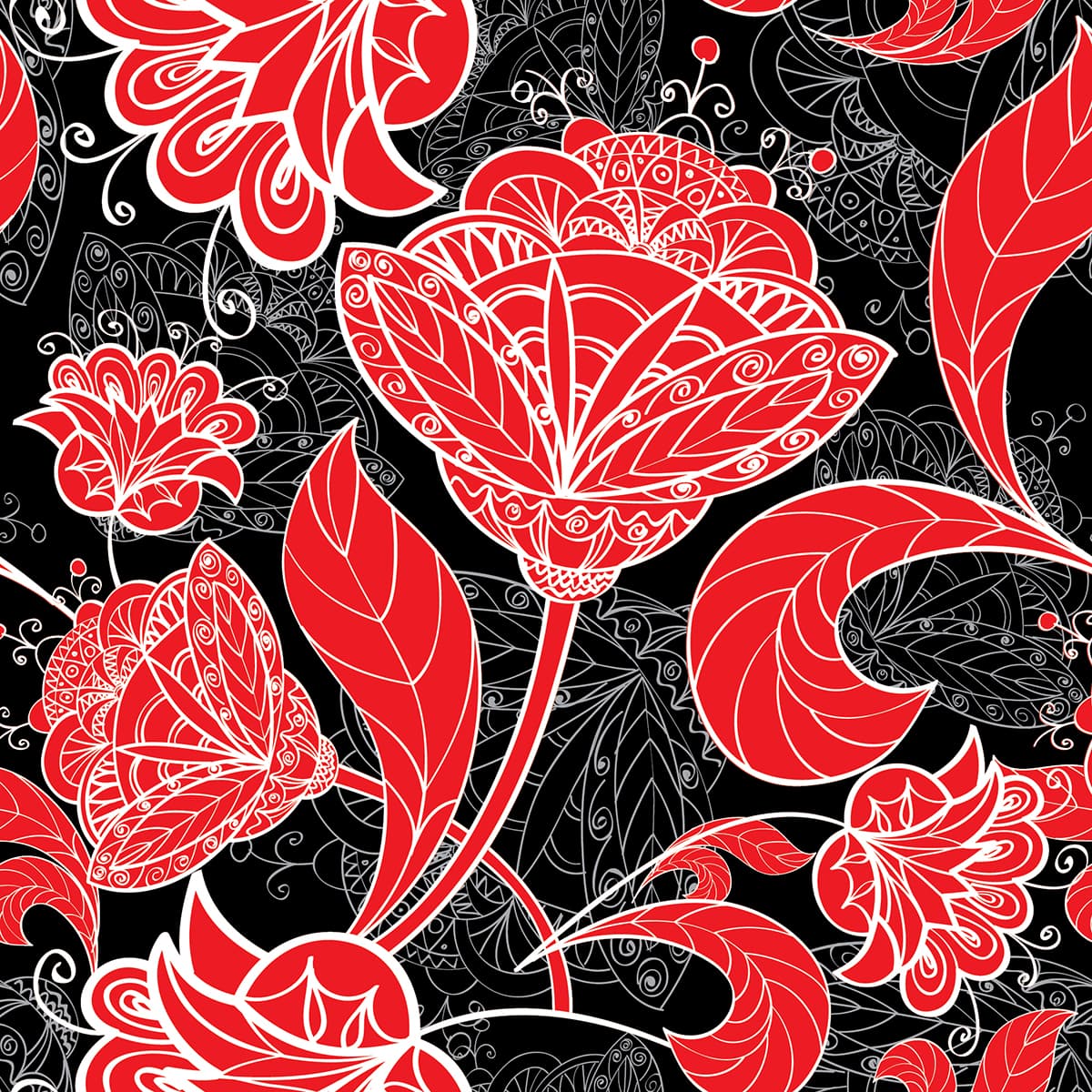 A red and white floral pattern pattern detail