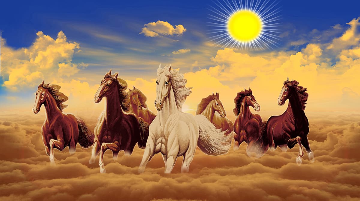 Wallpaper Lucky Seven Horses pattern detail