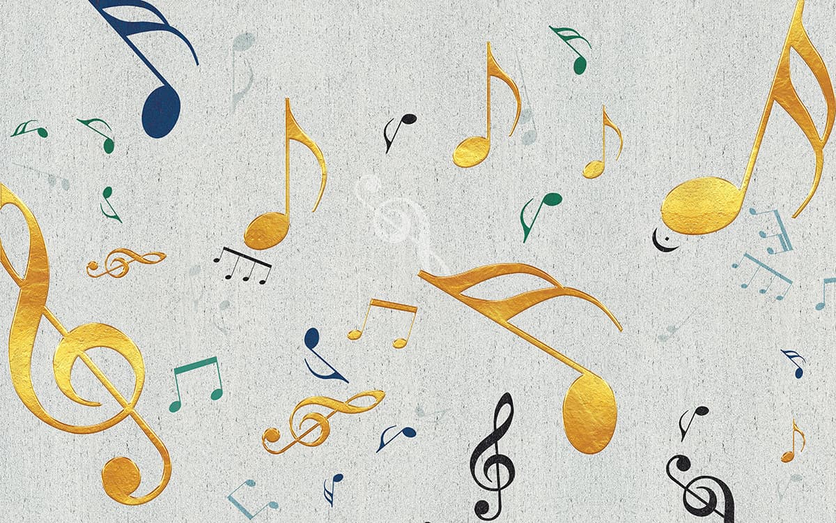 Decorative Musical Notes Wall Design wallpaper pattern detail
