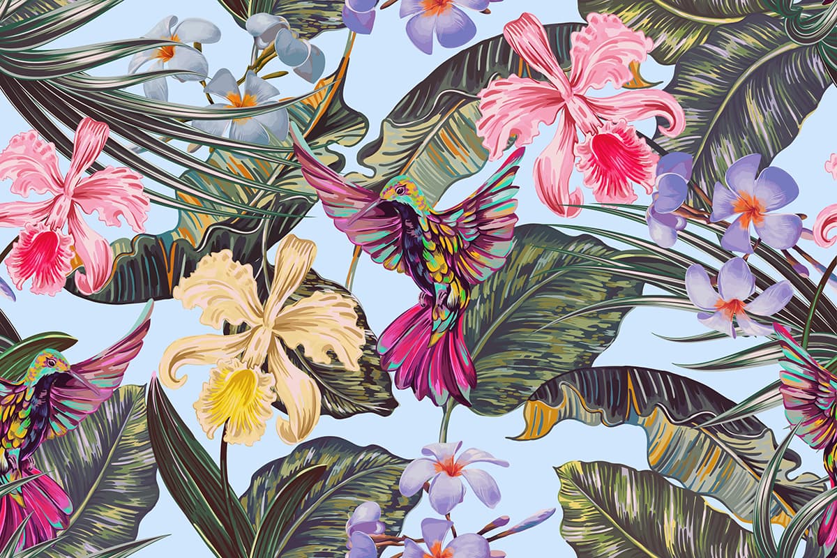 Colorful Bird Flying in the Air Artistic Nature Wallpaper pattern detail