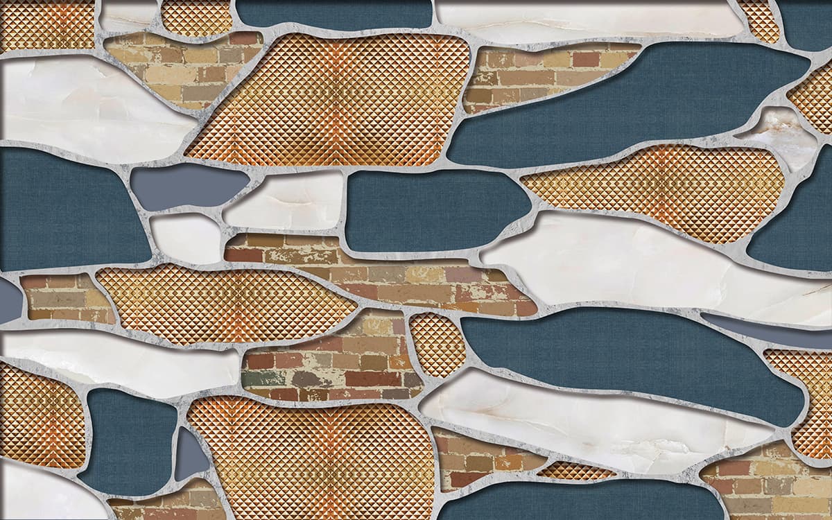 Vintage Blue White & Brown Brick Texture wallpaper pattern detail