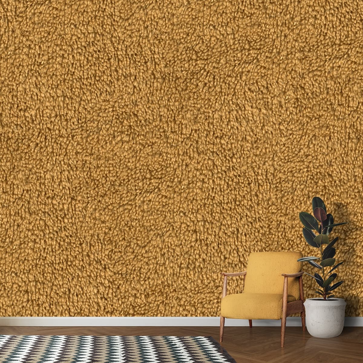 A Brown Fabric Texture Wallpaper shown in a room