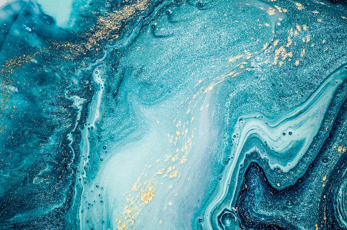 Blue and Gold Liquid Wallpaper pattern detail