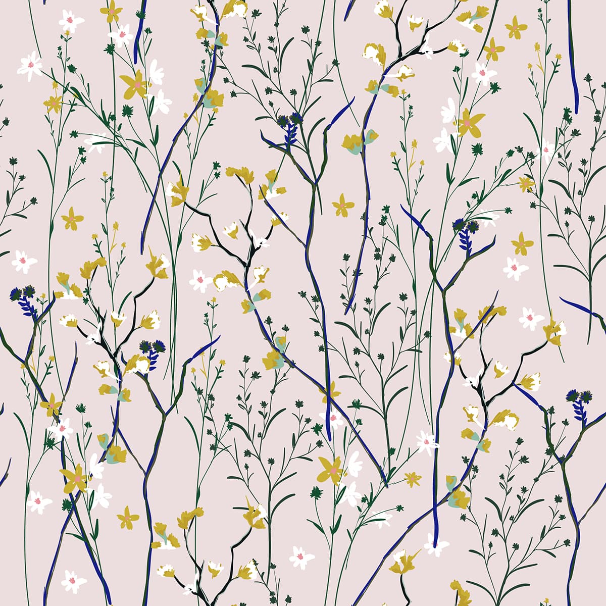 A pattern of flowers and twigs pattern detail