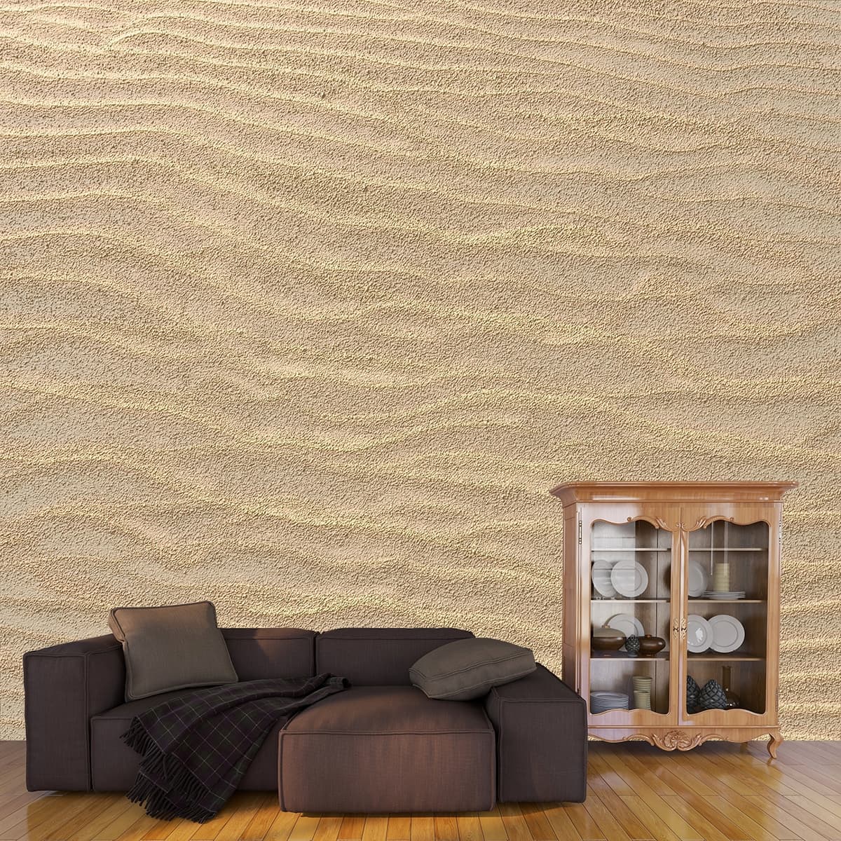 Luxury Sand Texture Close Up Abstract Wall Wallpaper shown in a room