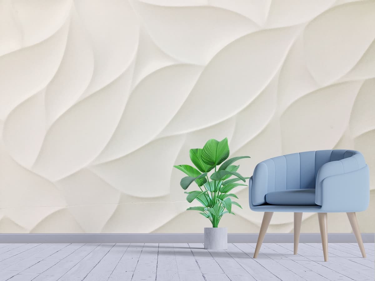 Subtle White Texture Pattern Modern Wallpaper shown in a room
