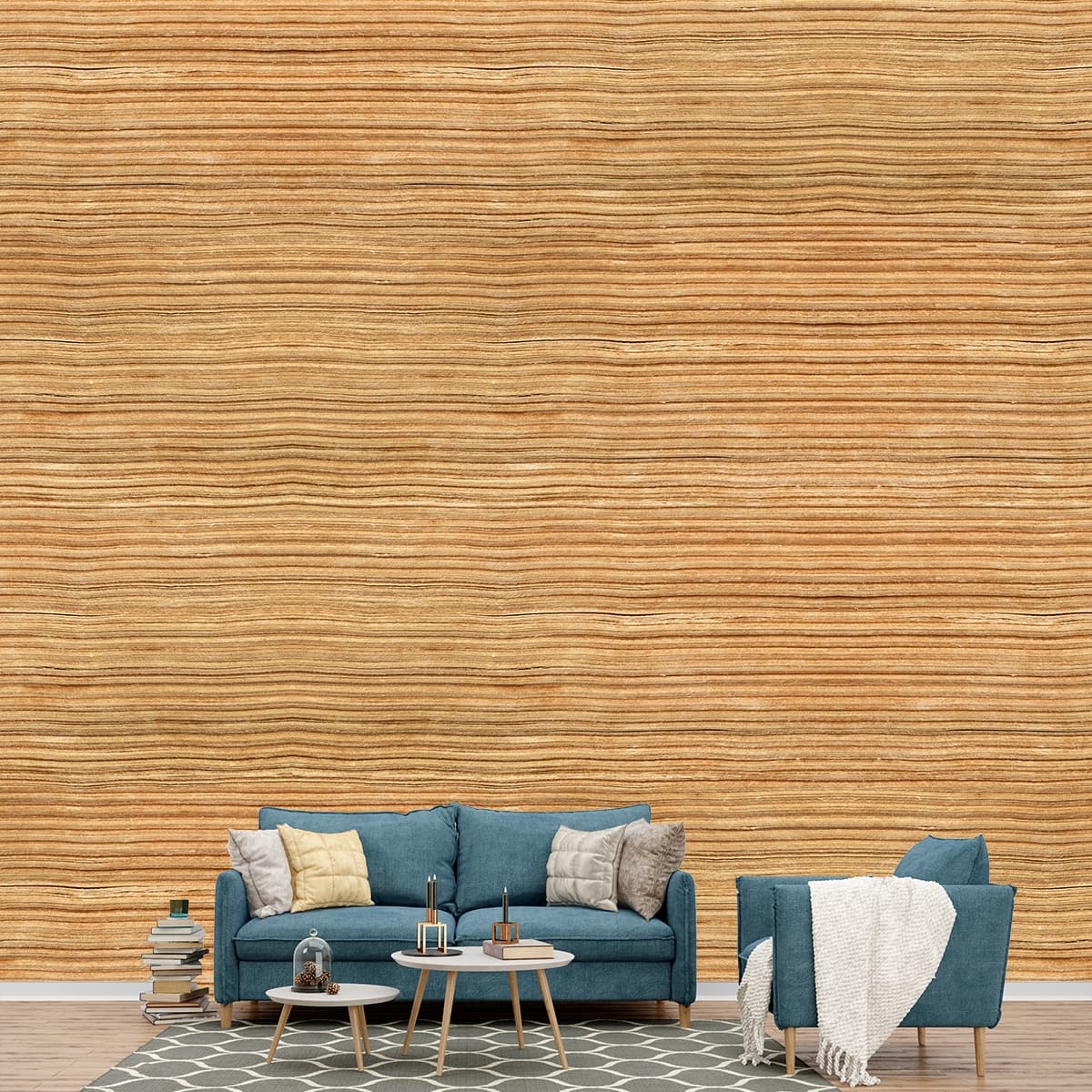 Woody Wood Look Wallpaper shown in a room