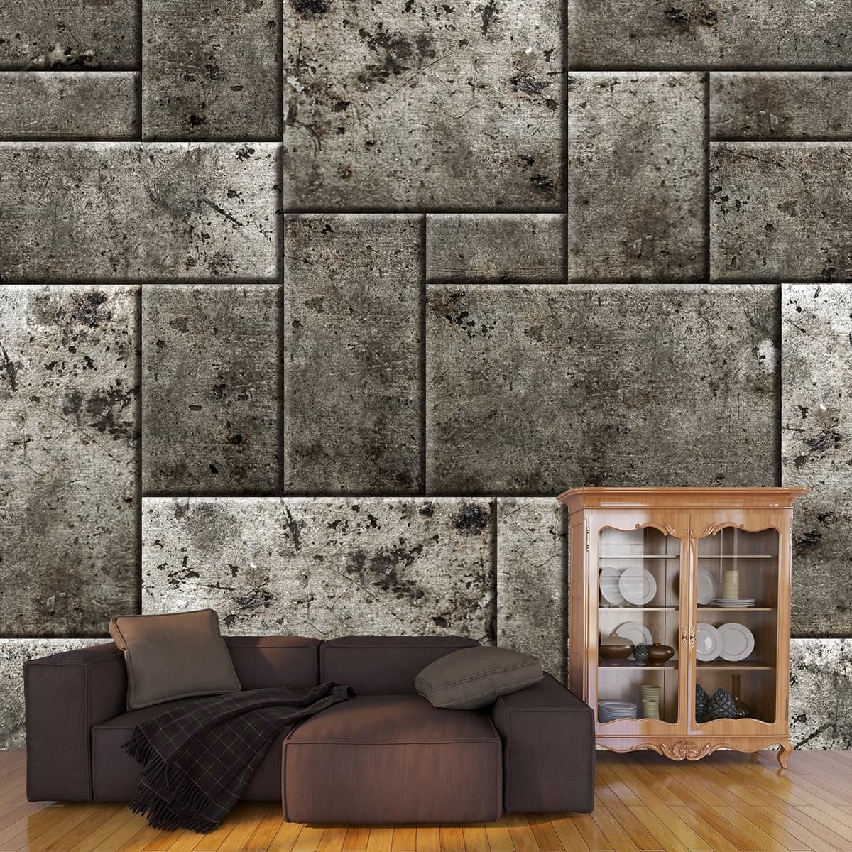3d Stone Wallpaper for Home shown in a room