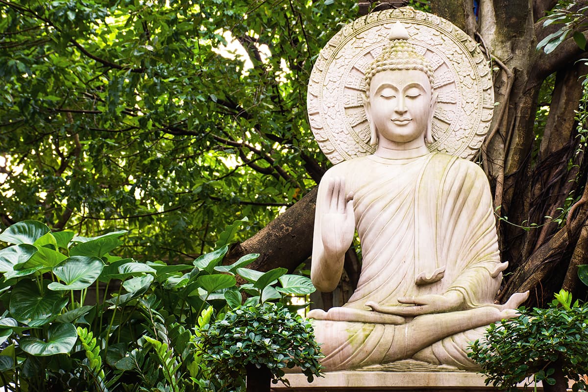 Elegant Buddha Statue Lotus Position Calm Wallpaper pattern detail