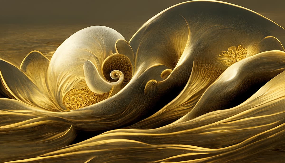 A golden swirly swirl pattern detail