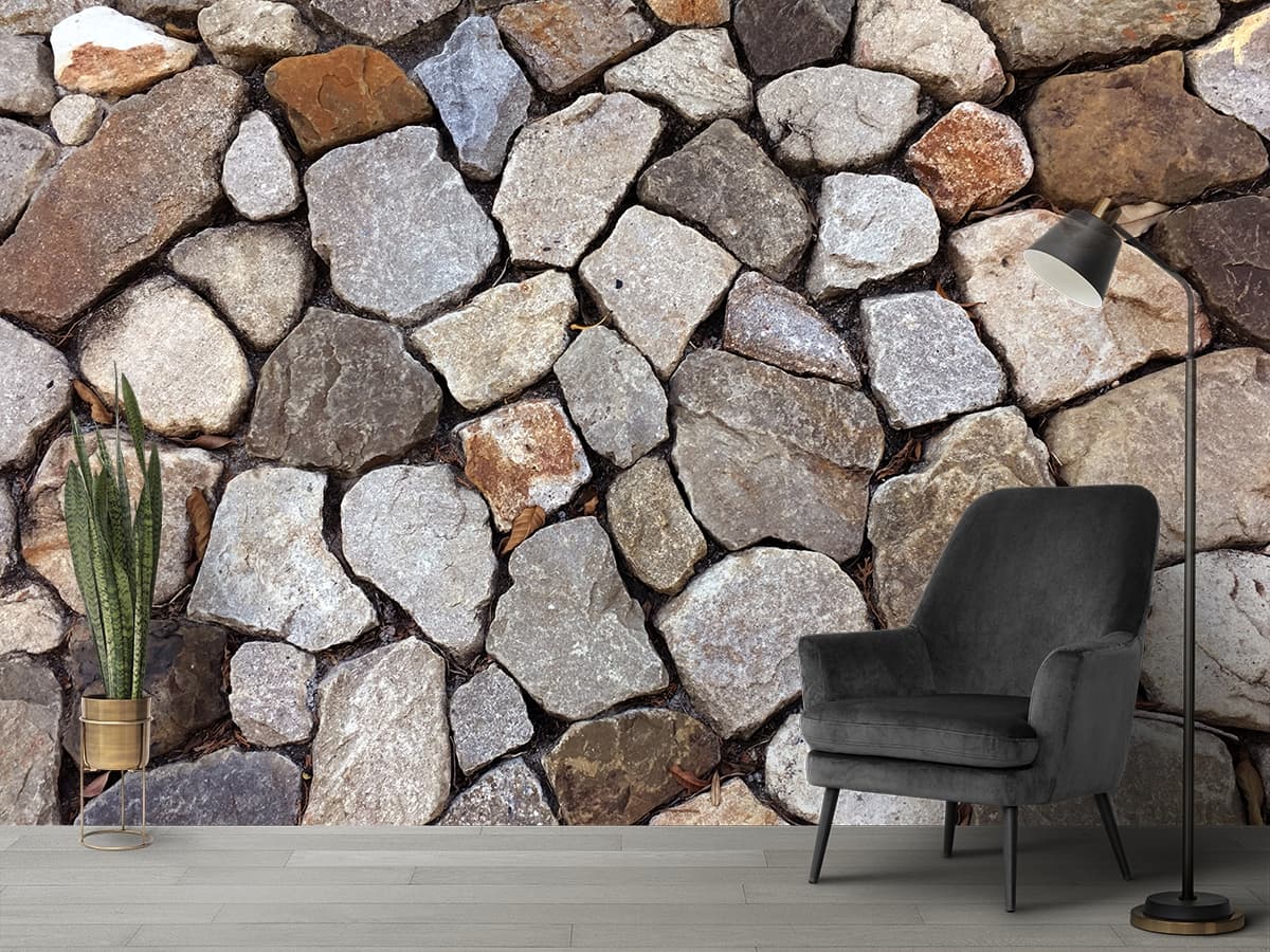 Rustic Style 3d Stone Wallpaper for Wall shown in a room