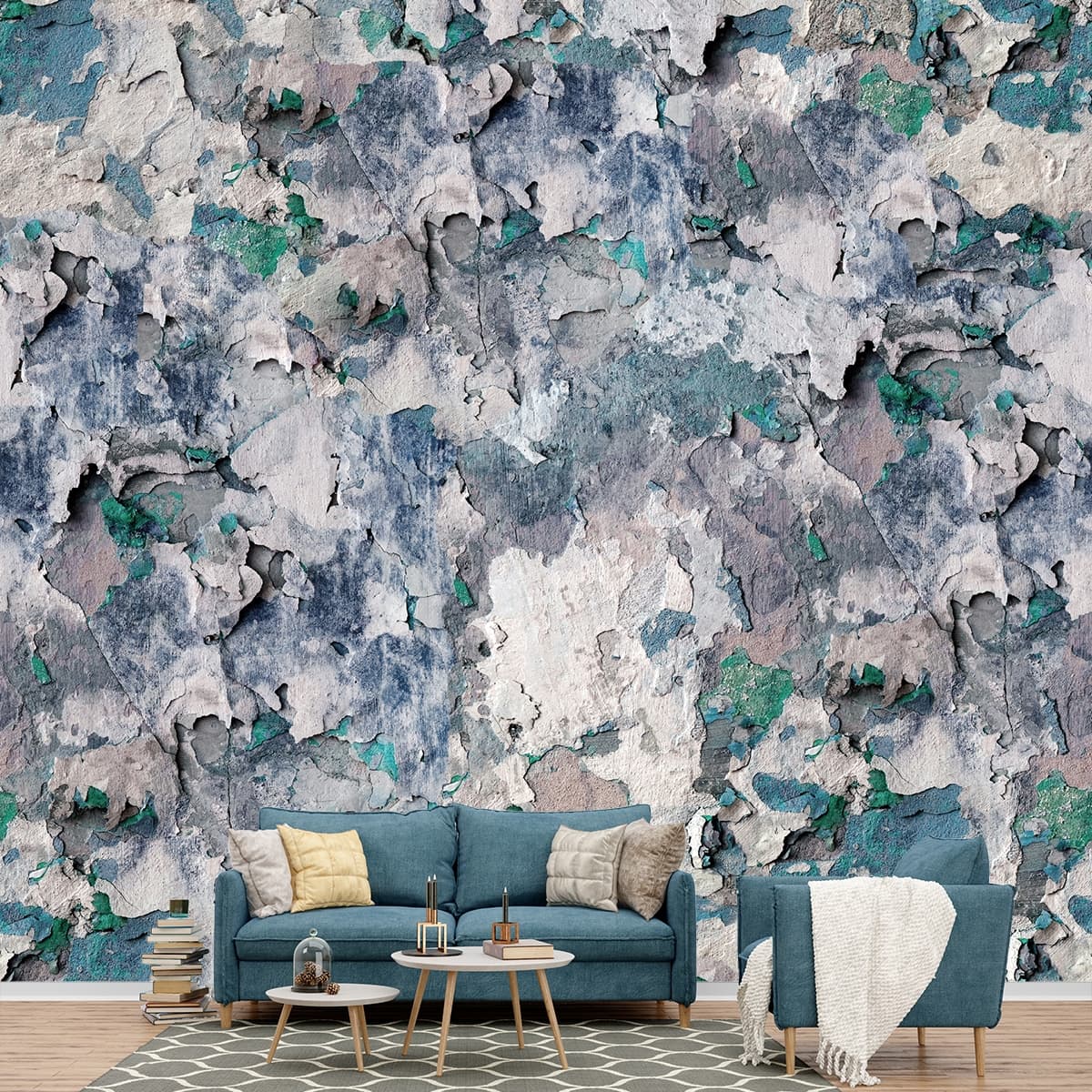 A Stained Abstract Wallpaper Design shown in a room