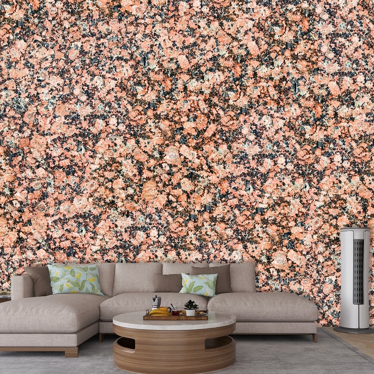 Miniatures Rocks and Pebbles Pattern Wallpaper shown in a room
