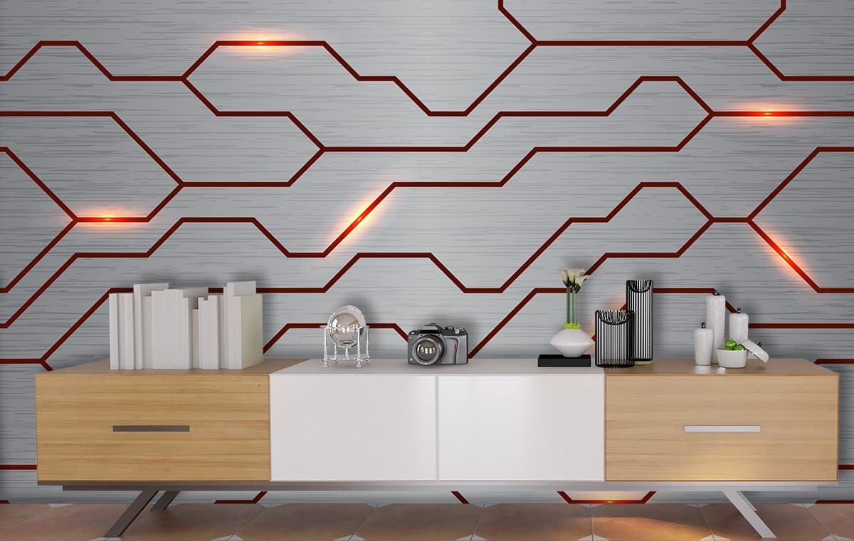 Close-Up Pattern Texture Decorative Design wallpaper shown in a room