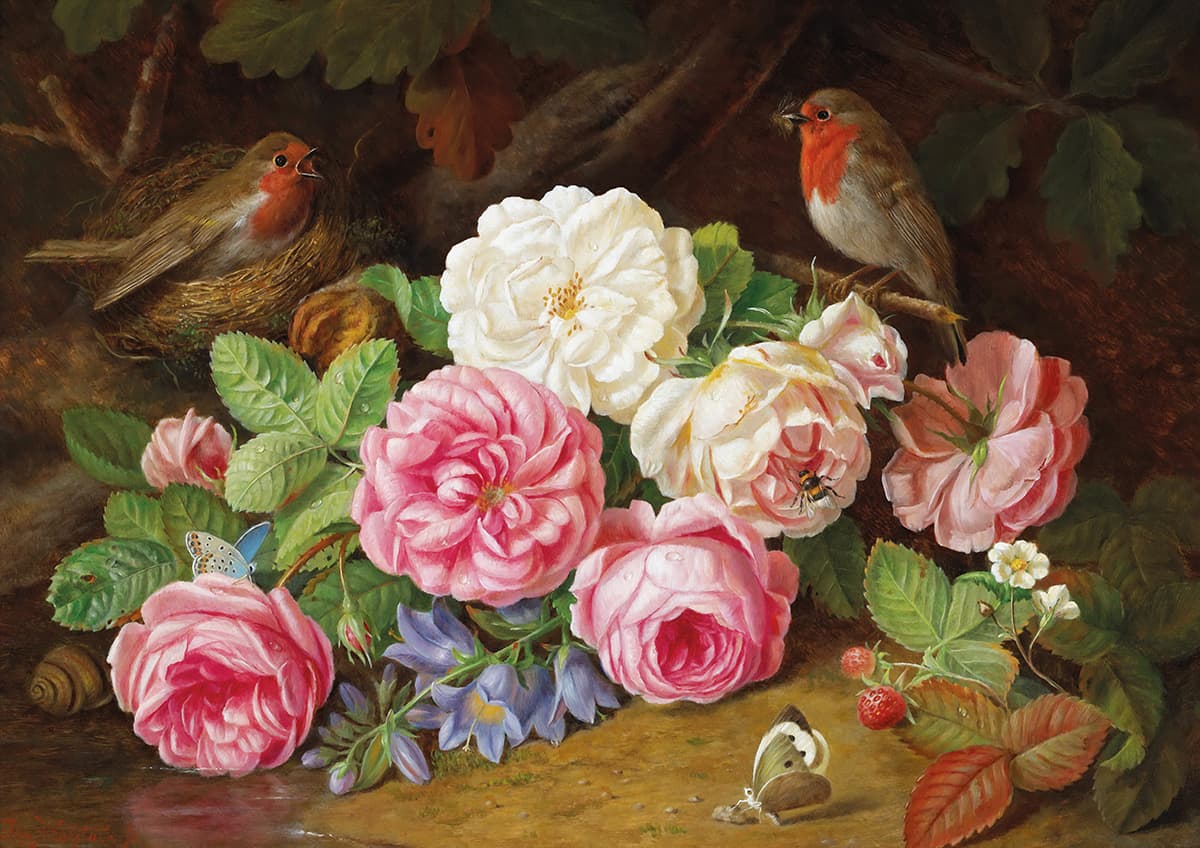 A Painting of Flowers and Birds pattern detail