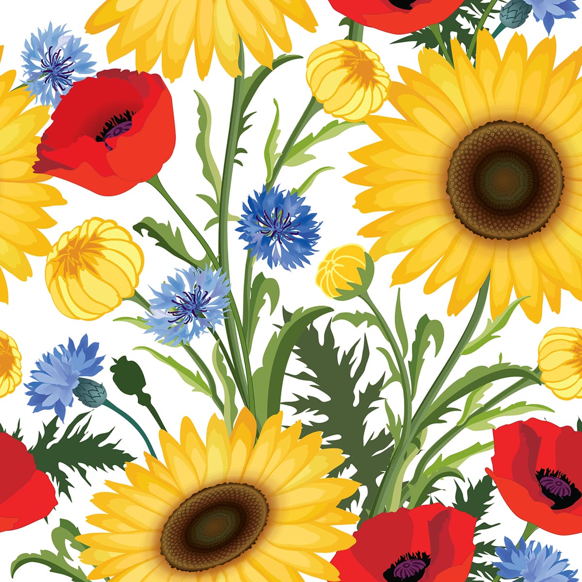 3D Sunflower Wallpaper for Wall pattern detail