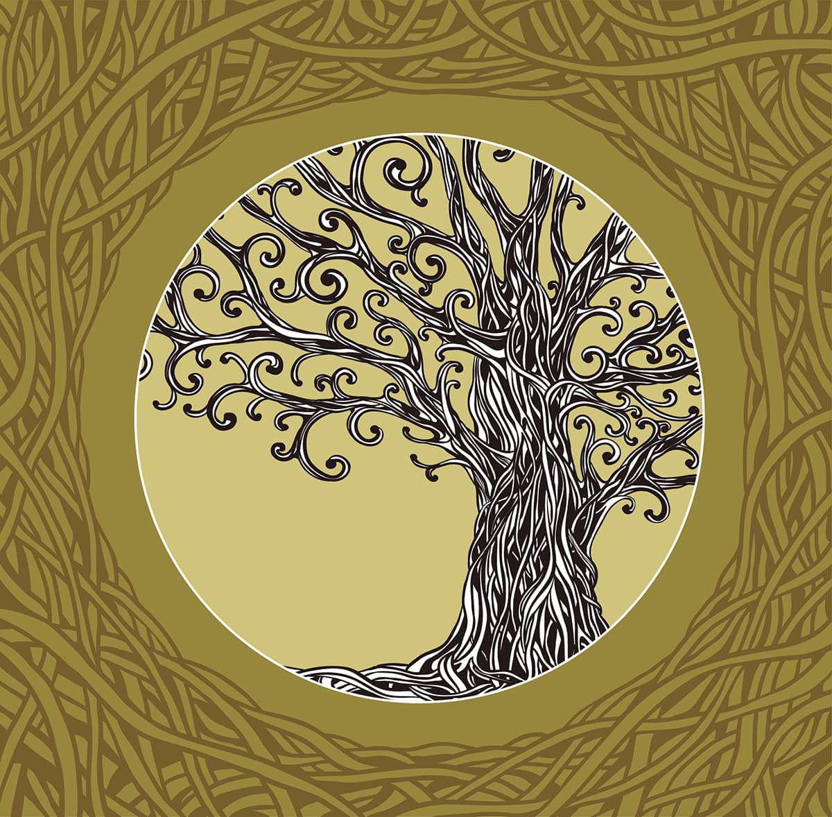 A tree in a circle pattern detail