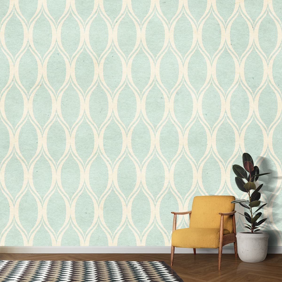 A Seamless Wallpaper Pattern for Wall shown in a room