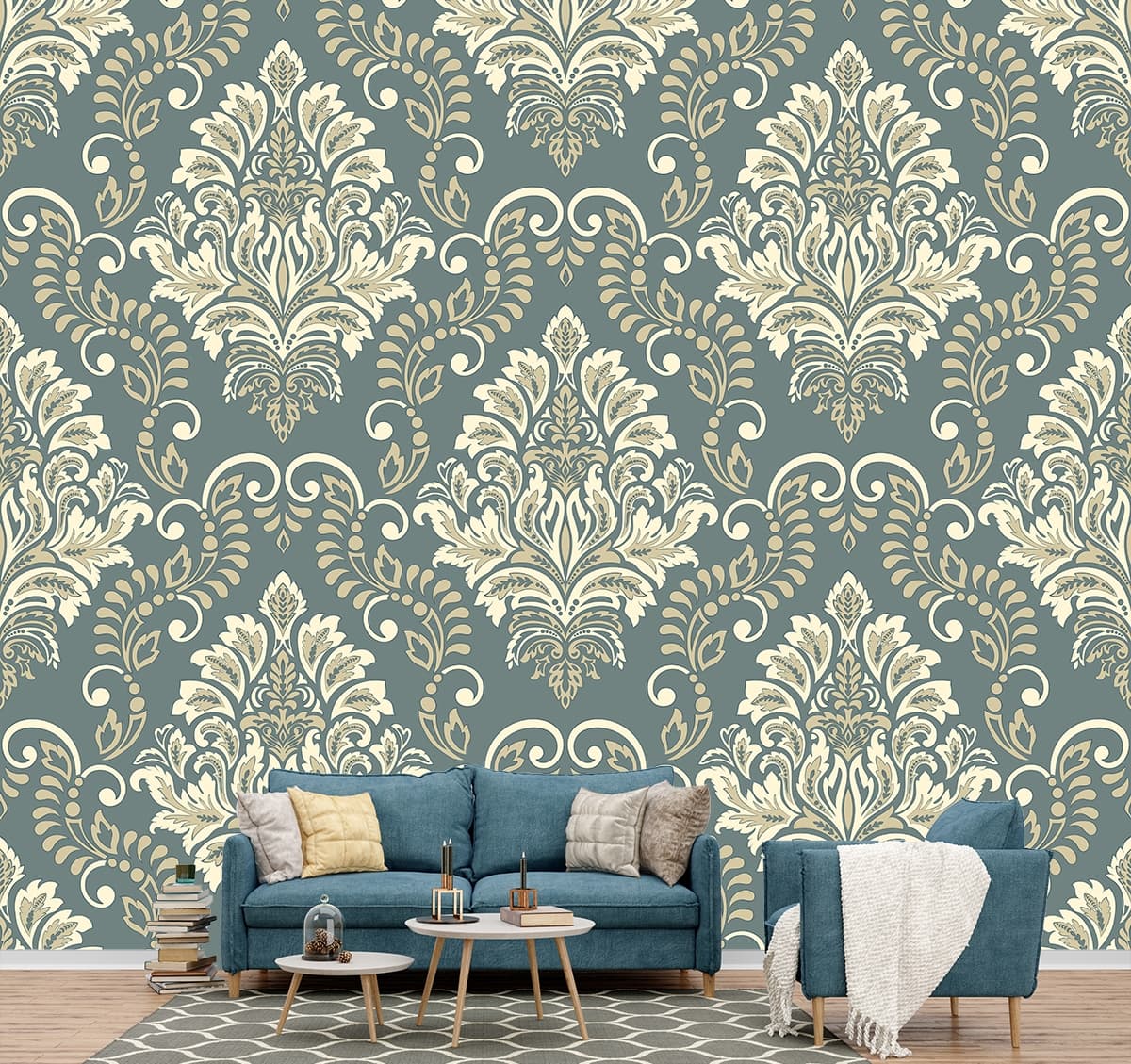 Abstract Pattern Design Modern Wall Mural Wallpaper shown in a room