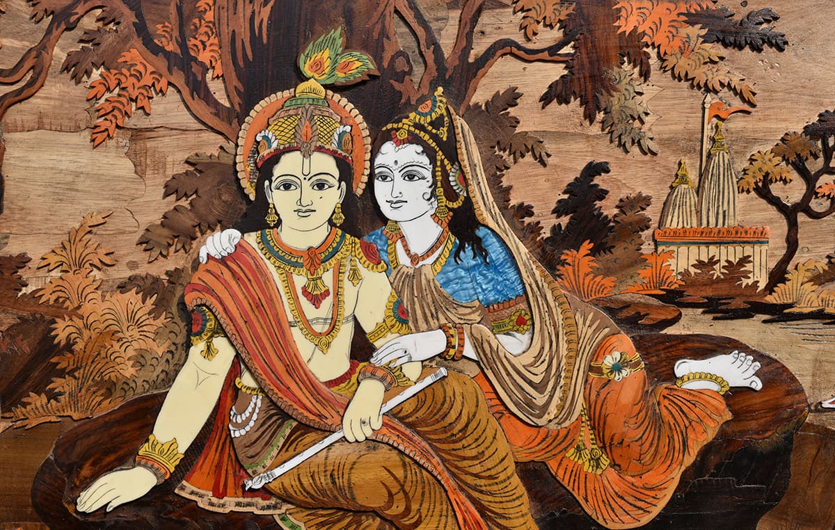 Radha Krishna Art Wallpaper pattern detail