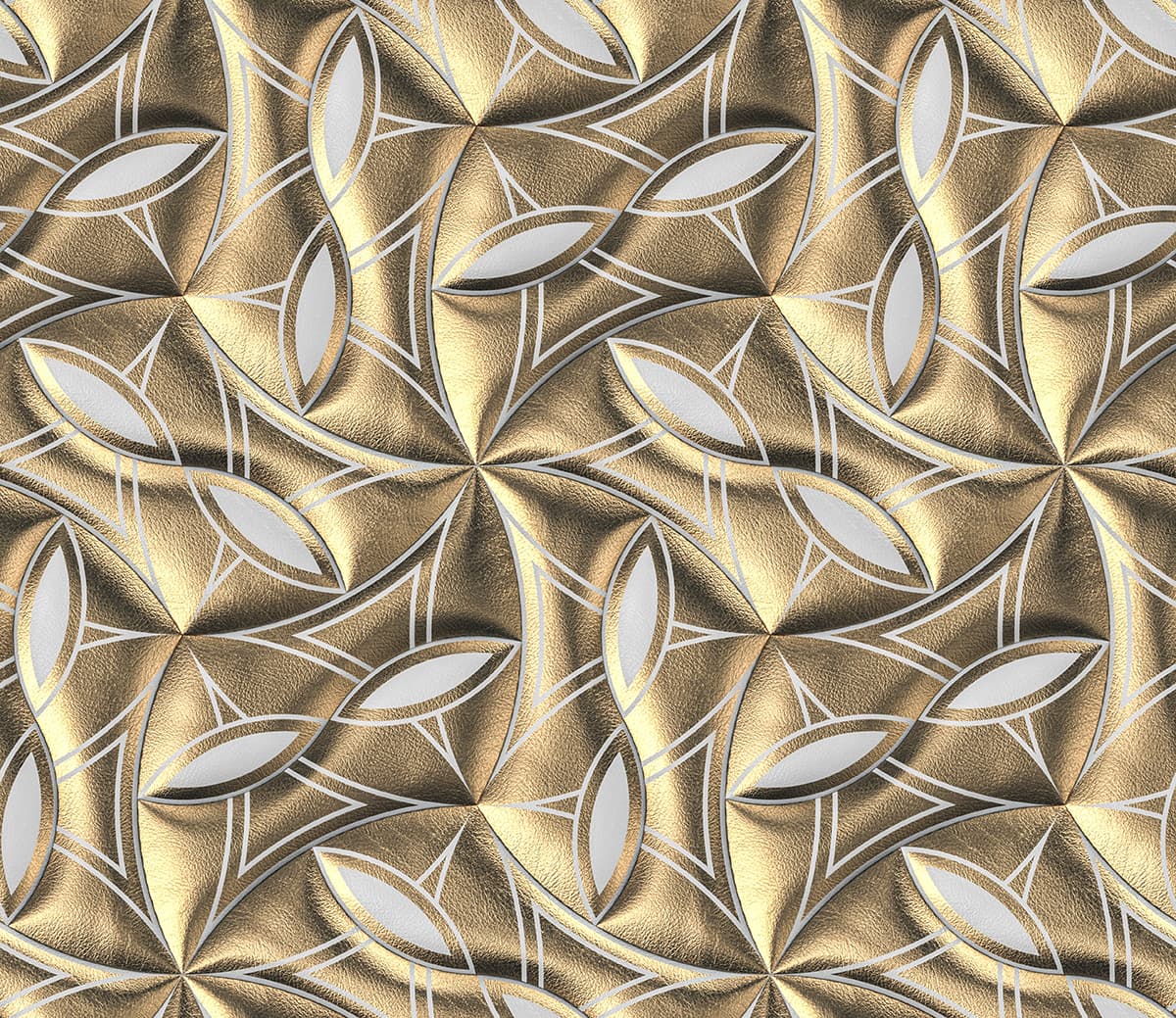 A gold and white patterned surface pattern detail