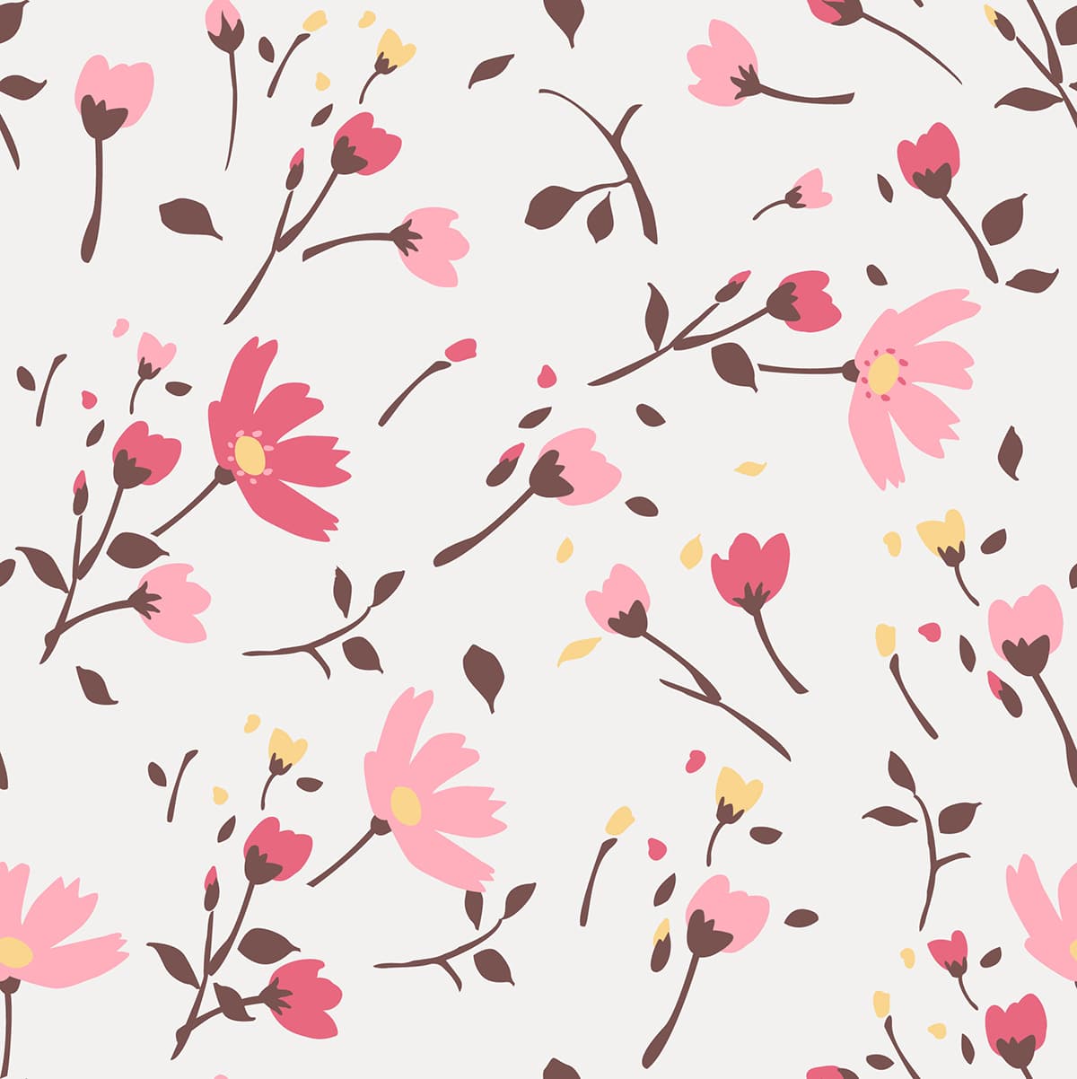 Blooming Floral Vine Wallpaper pattern detail