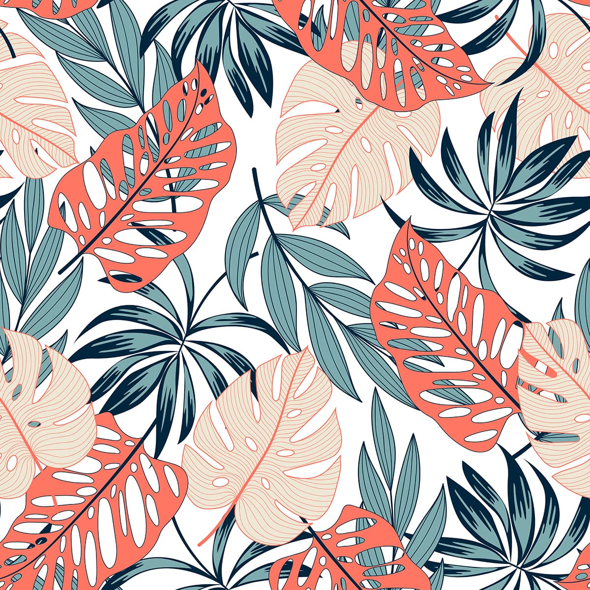 Minimal Leaf Pattern White Aesthetic Wallpaper pattern detail