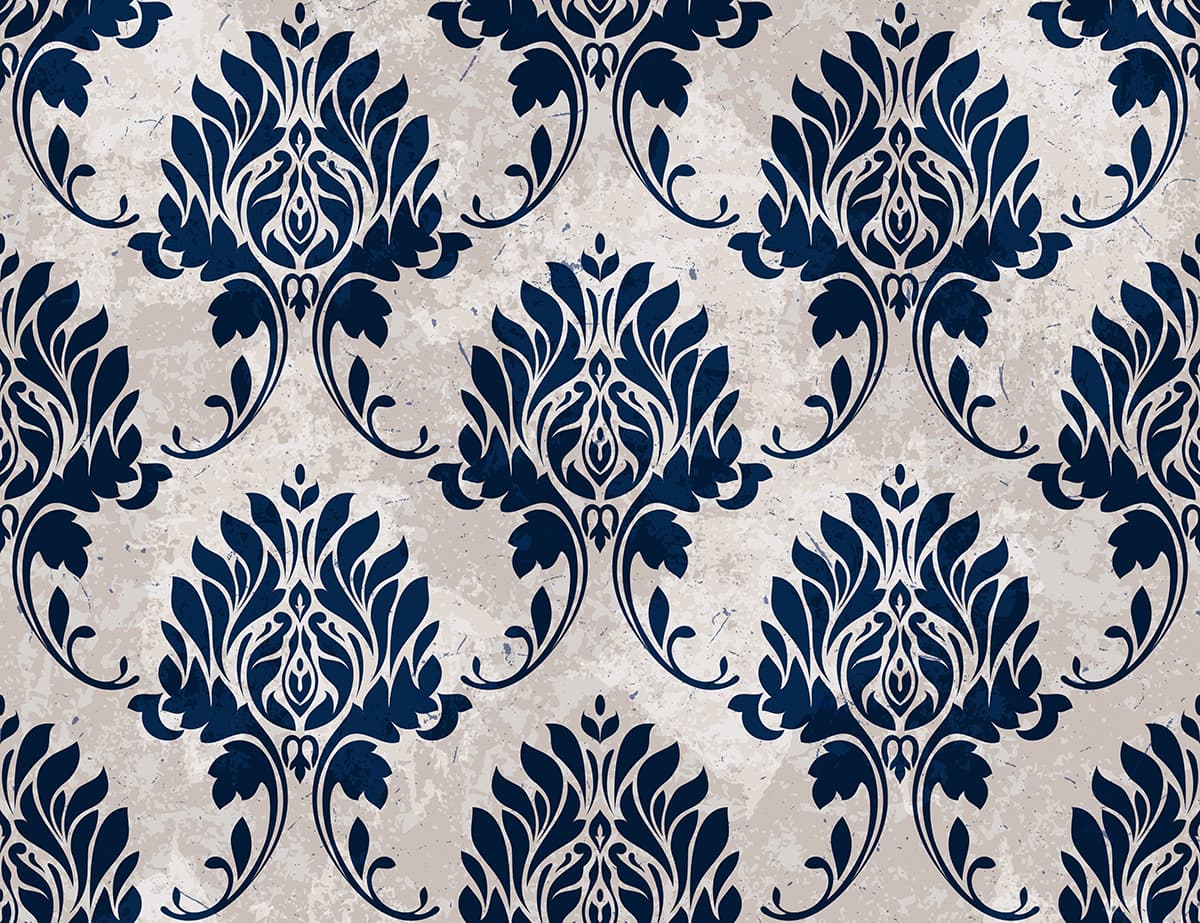A Wallpaper of Floral Pattern in Blue and White pattern detail