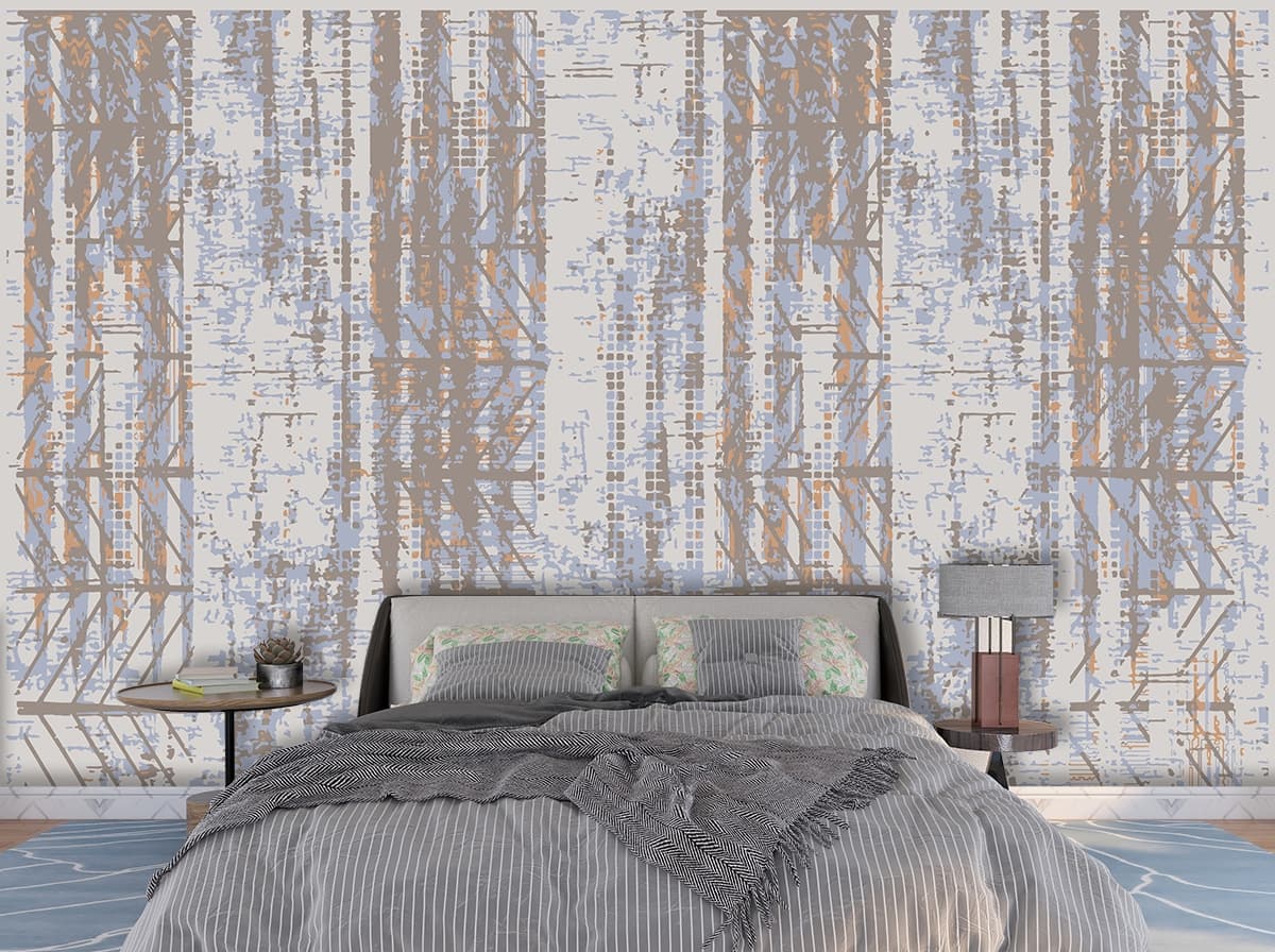Intricate pattern close up with fine texture detail wallpaper shown in a room