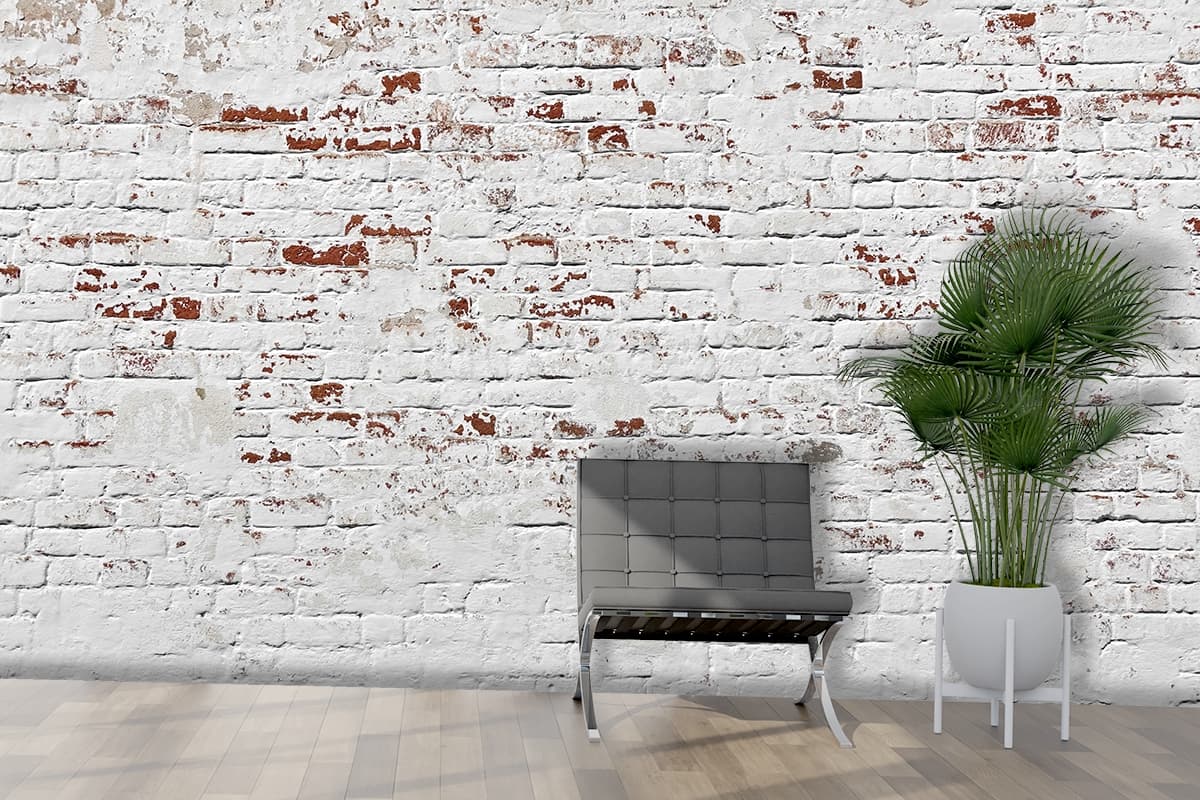 Red and White Brick Wallpaper for Walls shown in a room