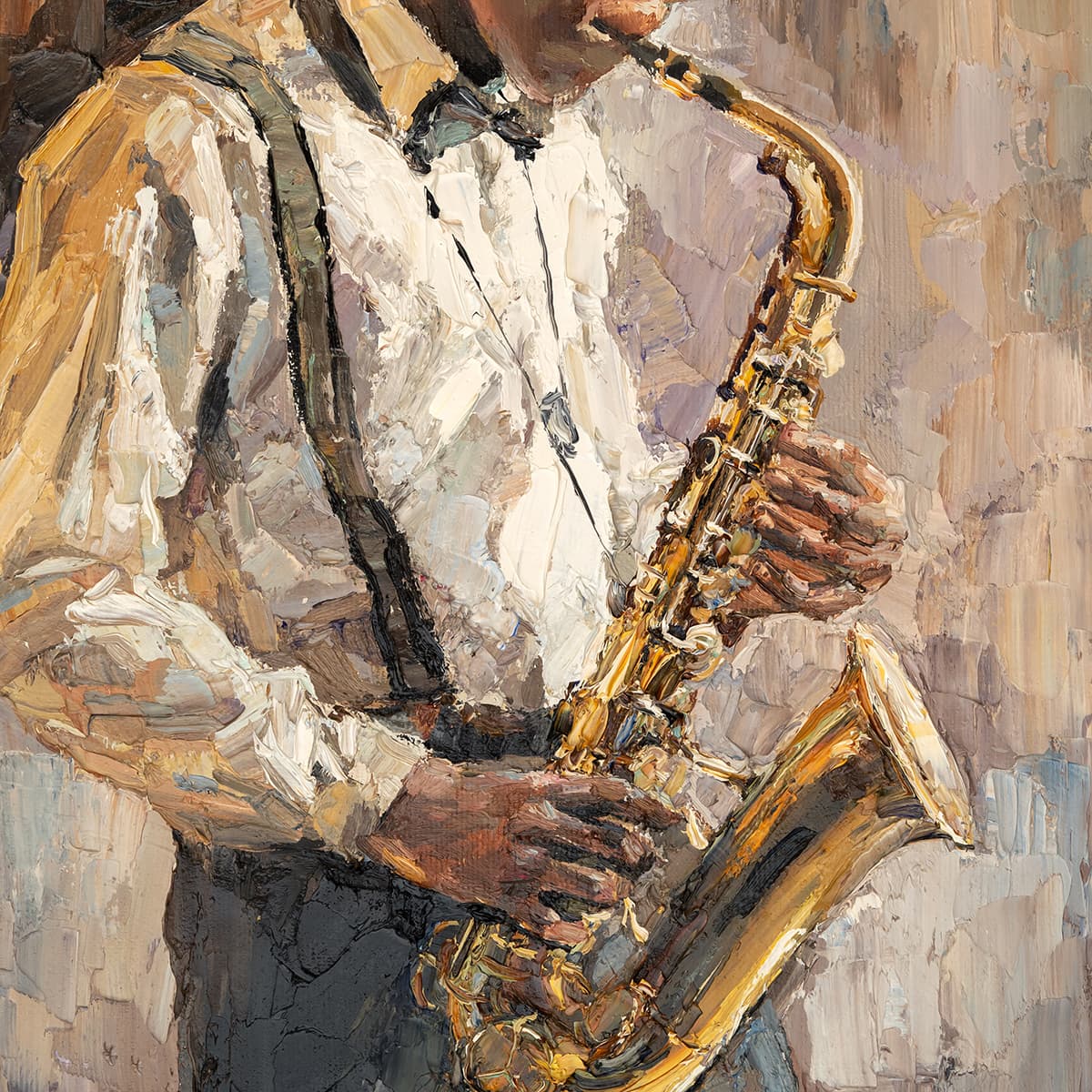 Painting Wallpaper of a Man Playing Saxophone for Wall pattern detail