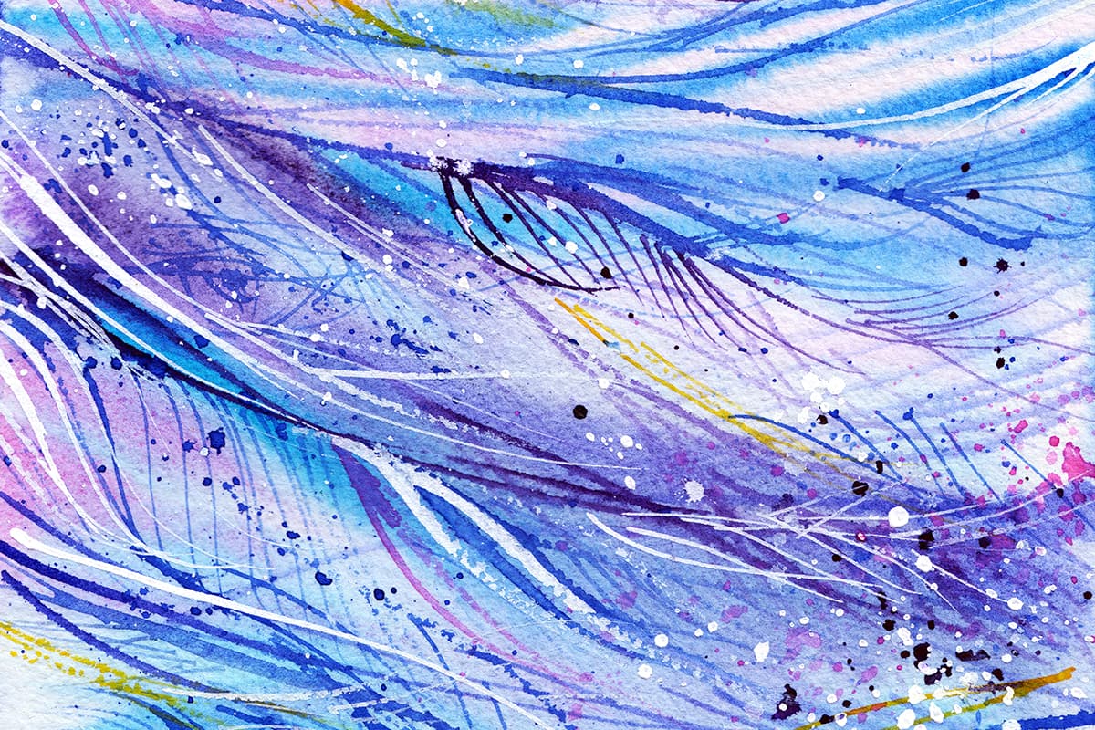 Watercolor Feathers Painting Wallpaper pattern detail