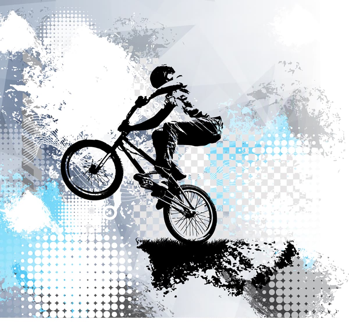 A person on a bicycle pattern detail