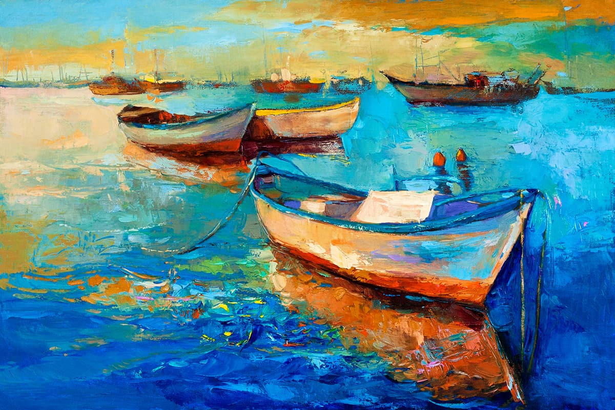 Harbour Haven Boat Painting Wallpaper pattern detail