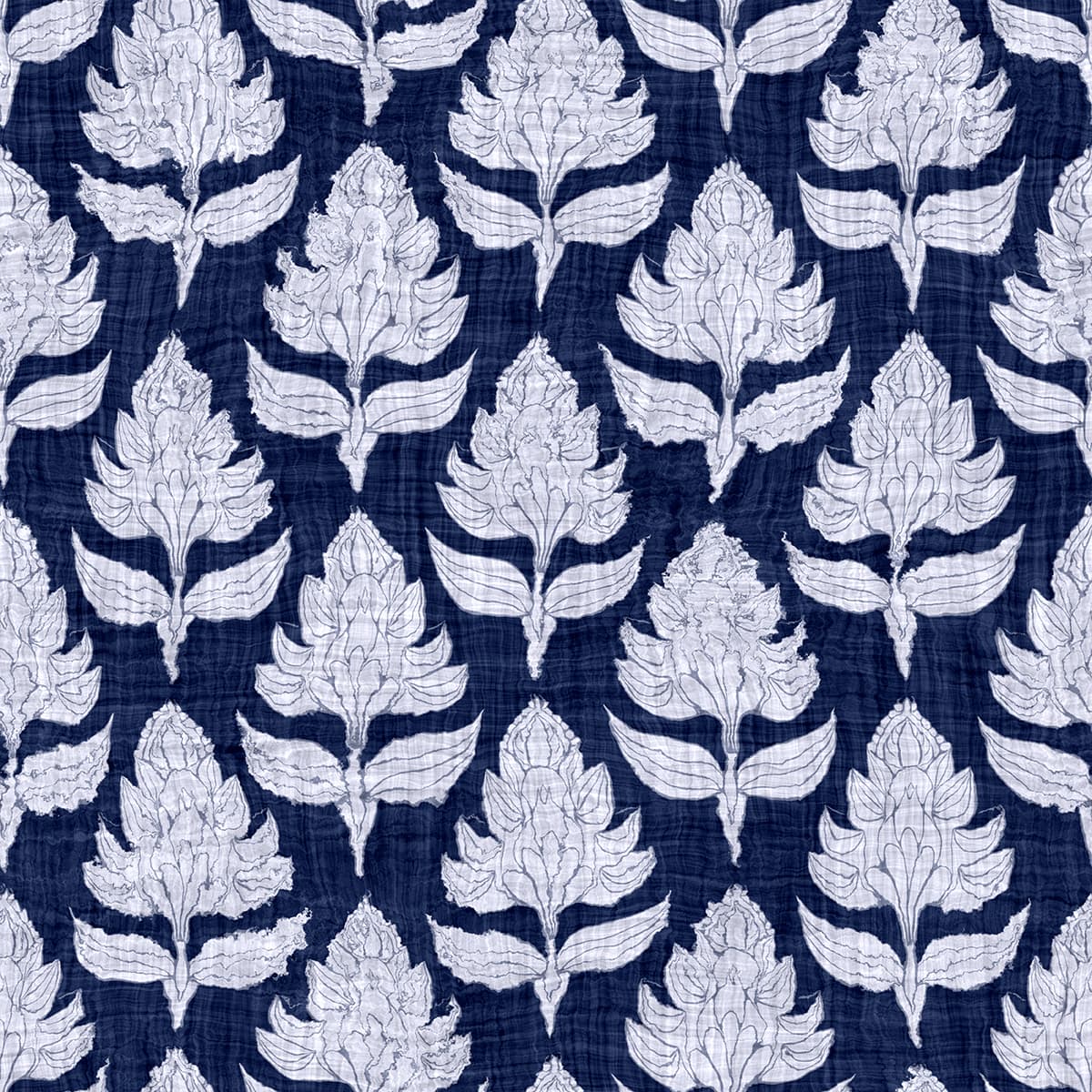 Blue and White Floral Pattern Wallpaper for Wall pattern detail