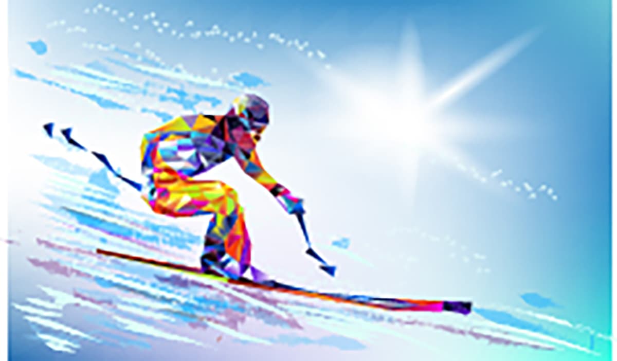 Dynamic geometric ski scene for living rooms wallpaper pattern detail
