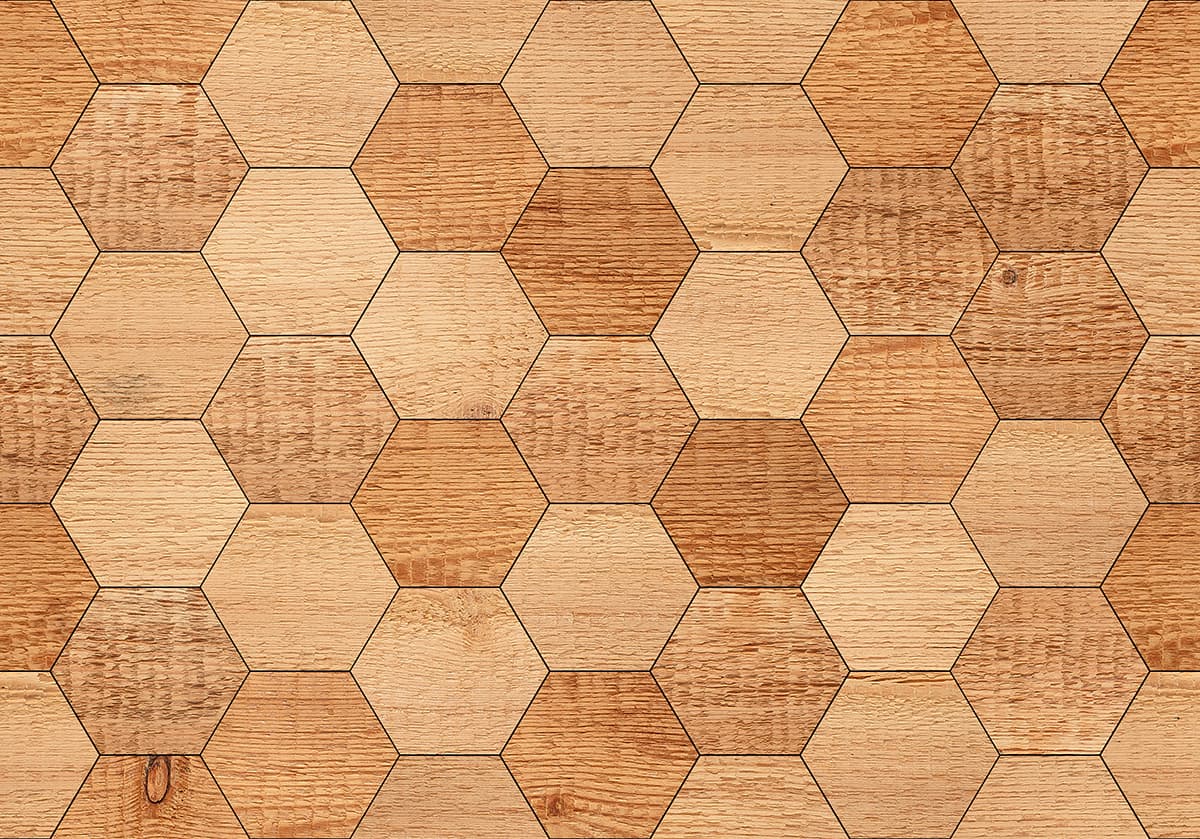 Elegant Wooden Geometric Mosaic Mural Art Wallpaper pattern detail