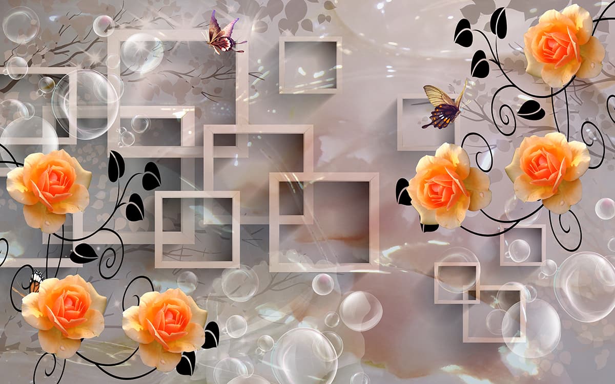 Classic Floral Design with Butterflies Wallpaper pattern detail