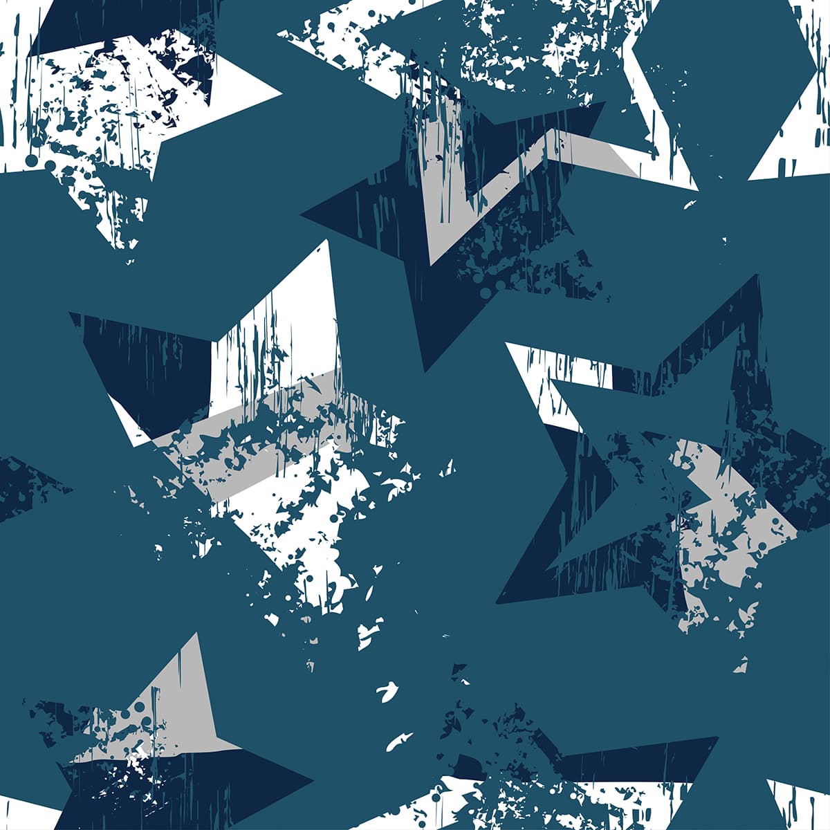 Cute Blue and White Star Pattern Kids Room Wallpaper pattern detail