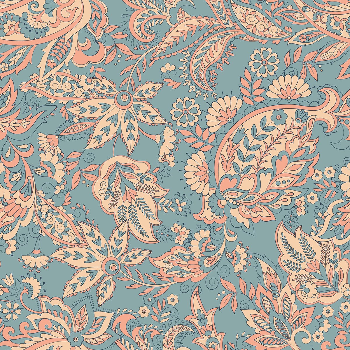 Vintage Paisley Floral Wallpaper pattern detail