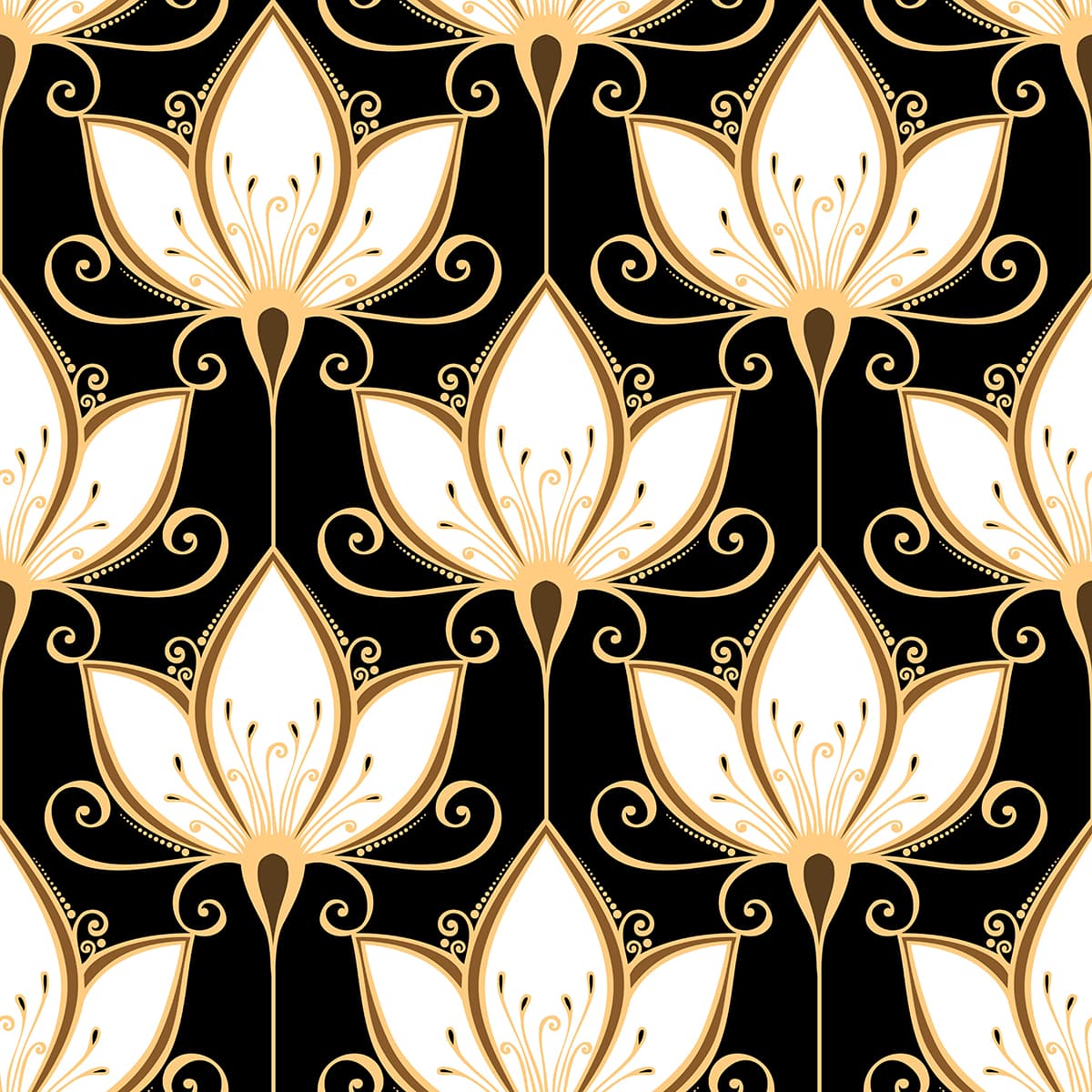 A pattern of white and gold flowers pattern detail