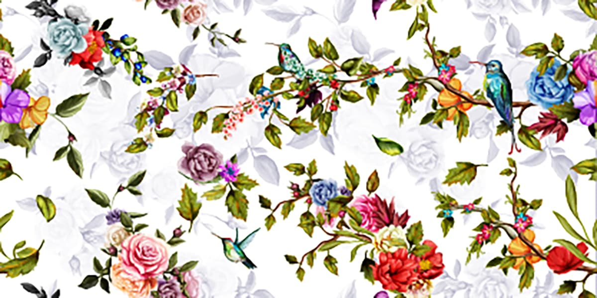 Premium Vintage Birds and Floral Pattern Wallpaper pattern detail