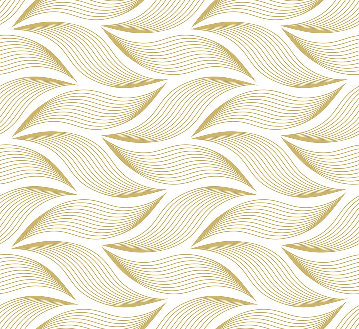 Elegant Gold and White Waves Wallpaper Mural pattern detail